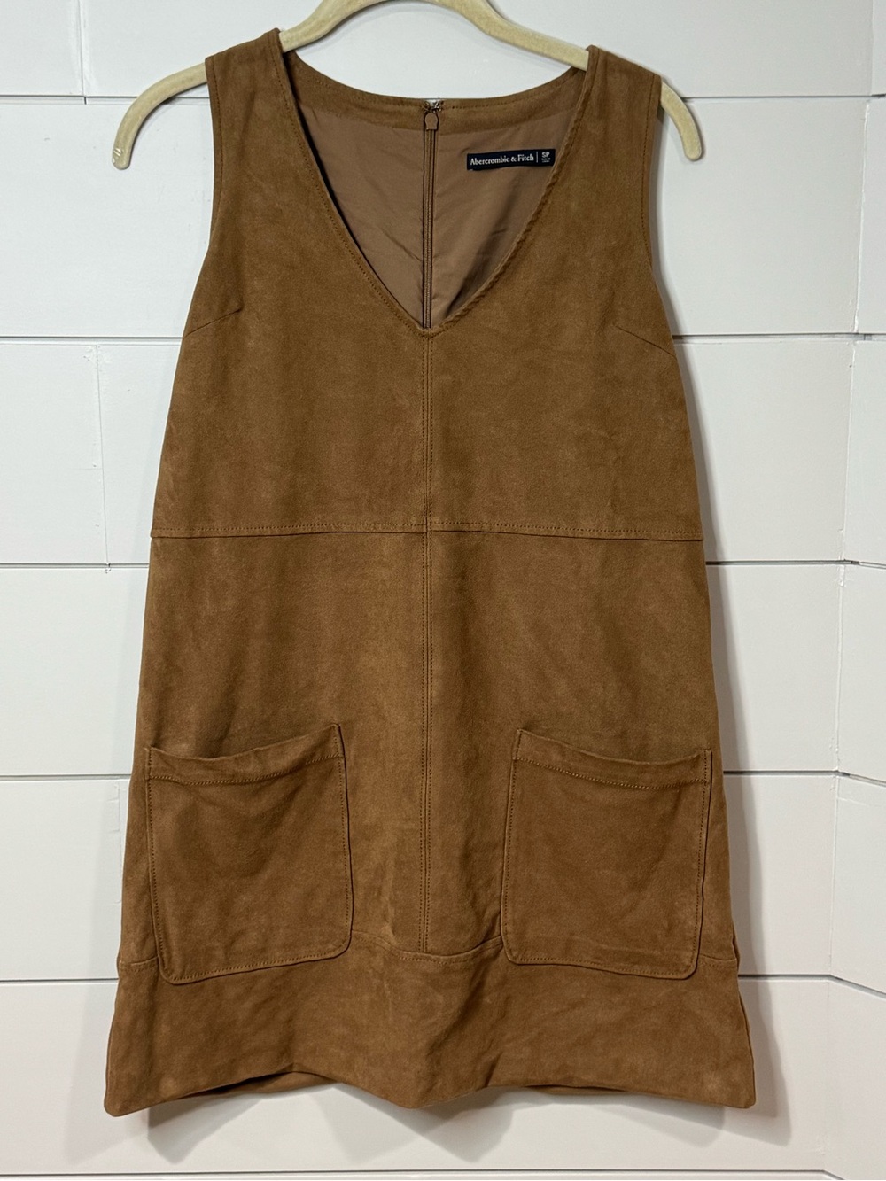 Abercrombie & Fitch Brown Suede V-Neck Pinafore Dress Size SP